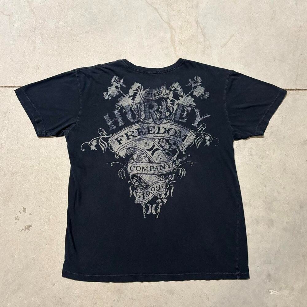 Y2k Hurley Spell Out Graphic Black Men’s Size Medium TShirt Skate Surf Grunge